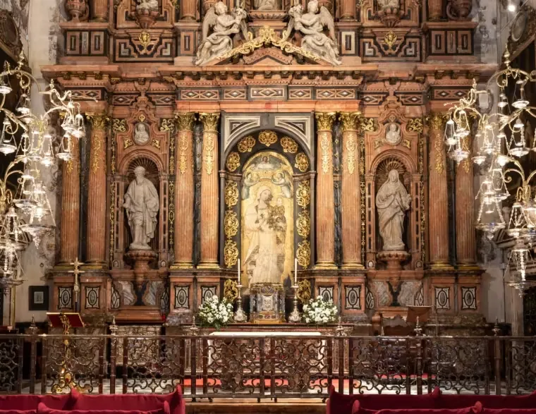 Marble altarpiece of the Chapel of La Antigua in Seville Cathedral, with the Virgin of La Antigua at its center
